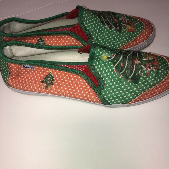 Keds Christmas tree elf slip on sneakers shoes size 8.5 Xmas holiday - Picture 2 of 5